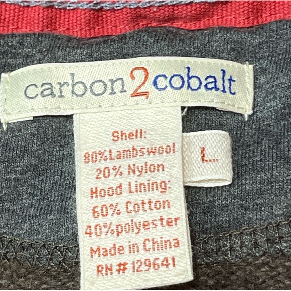 Carbon2Cobalt gray wool Sweater elbow patches Brown Lambswool Nylon Hoodie ¼ Zip - Picture 2 of 12